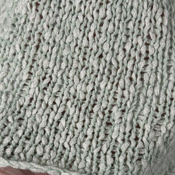 Eileen Fisher Light Green Pullover Cotton Sweater Womens L Open Weave - Picture 4 of 6